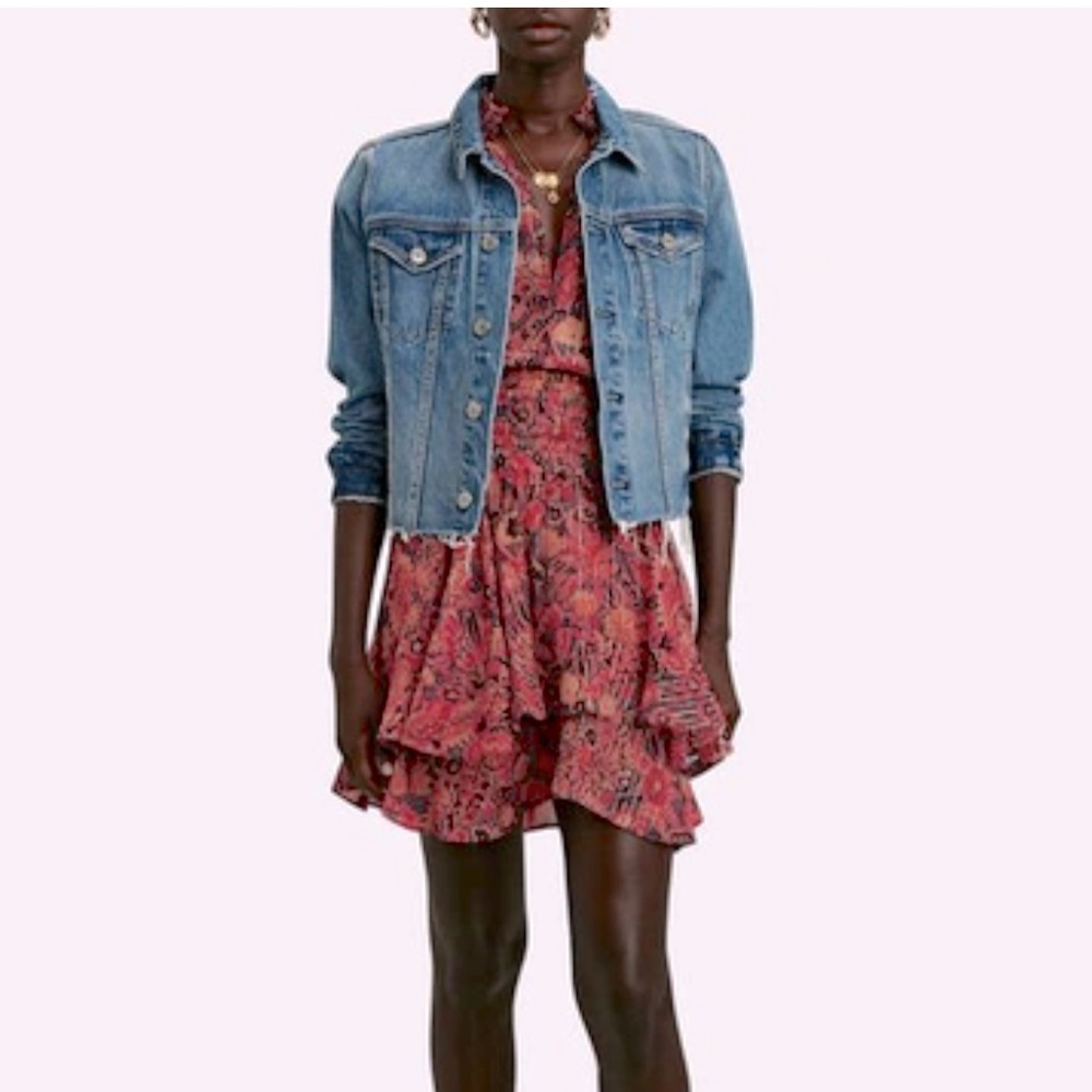 ALC Vera Silk Chiffon Tiered Ruffle metallic paisley Mini Skirt NWT - 4 S $365